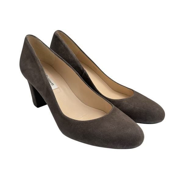 L.K. Bennett Sersha Brown Suede Leather Round Toe Block Heel Pumps Slip On - Picture 3 of 10